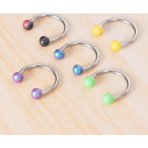 5pcs/set Acrylic Nose Septum Piercing Ring Colorful Hoop Lip Cartilage Helix Tragus Earring Circular Ear Horseshoe Body Jewelry