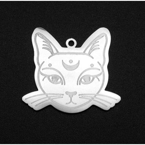 5pcs/lot 100% Stainless Steel Kitty Cat DIY Earring Charm Pendant Wholesale Top Quality Never Fade Jewelry Bracelet Making