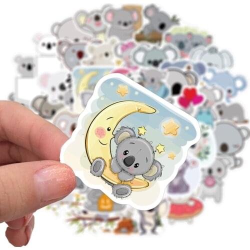 50pcs Animal Sticker Cute Koala Stickers Cartoon Series Childrens Toys Waterproof Diy Skateboard Guitar Bike Suitcase Decals