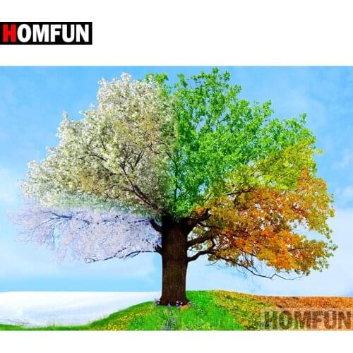 HOMFUN Diamond Embroidery "Four season tree" Pattern DIY 5D Diamond Painting Needlework Cross Stitch Full Drill Painting A18943