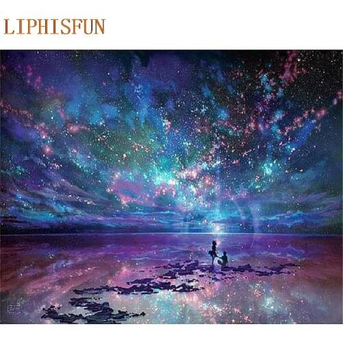 Diamond Painting Cross Stitch Full Square Round Picture of Rhinestone DIY Mosaic Embroidery Starry Sky New Year Gift