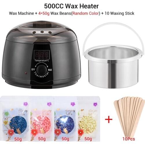 Hair Removal Wax-melt Machine Heater Wax Beans 10 Wood Stickers Wax-melt Heater Machine Kit Electric Wax-melt Heater Set