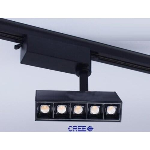Free Shipping CREE LED Track Lighting 5x2W 10x2W LED Track Lamps 10W 20W Rectangle LED Ceiling Rail Lights AC85-265V Dimmable