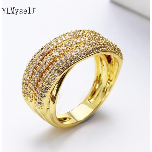 Great OL design Elegant Ring White/Gold-color Small Zircon Jewellery Today Deal Jewelry Copper rings for women
