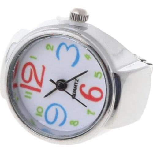 HTTHNCF Movement Quartz Finger Ring Watch Dial Round Arabic Stainless Steel