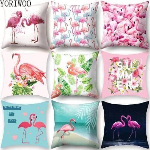 YORIWOO Hawaii Flamingo Decoration Happy Birthday Pillow Case Sofa Tropical Cushion Cover Pillowcase Hawaiian Party Decorations