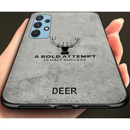 Sumsung A32 4G Case Cloth Fabric Phone Cover For Samsung Galaxy A32 4G A 32 32A SM-A325F 6.4" Derr Pattern Silicone Frame Coque