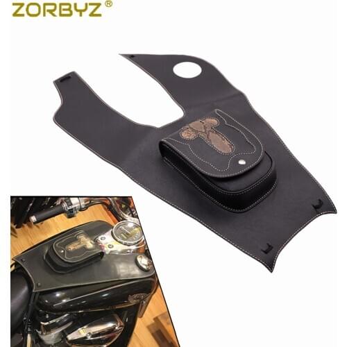 ZORBYZ Black Motorcycle PU Leather Right Tank Cap Panel Cover Bag For Honda Shadow VT750 C2 C4 RC50 2004-2011