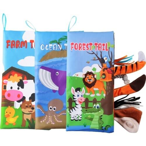 Baby Early Learning Tearing Tail Cloth Book Parent-child Interactive Sound Paper Puzzle Cloth Book Toy for Newborns 0 12 months