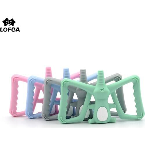 LOFCA 1pc Baby Teether Dancing Elephent Food Grade Silicone beads Teething Toys Infant Chew Charms Teething Pendant Gift