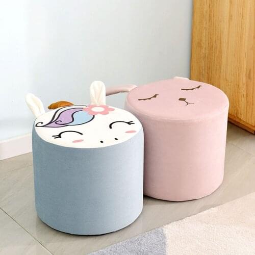 Детский стул табурет Cartoon Cloth Art Small Childrens Stool Lovely Round Stools Cushions Foot Chair Household Furniture