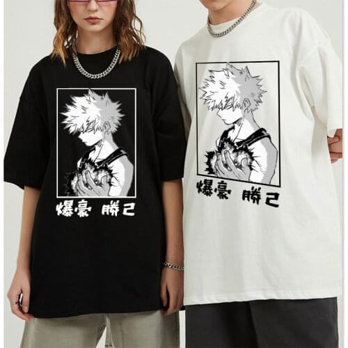 Men T Shirt My Hero Academia Bakugou Anime Anime Oversized T Shirt Unisex Harajuku Hip Hop Tee Shirt Summer Cotton Short Sleeve