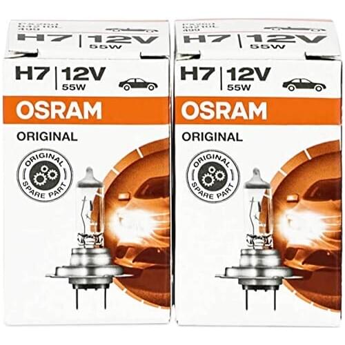 OSRAM ORIGINAL LONGLIFE H7 halogen lamp for headlamps, 55 W, PX26d, pack of 2