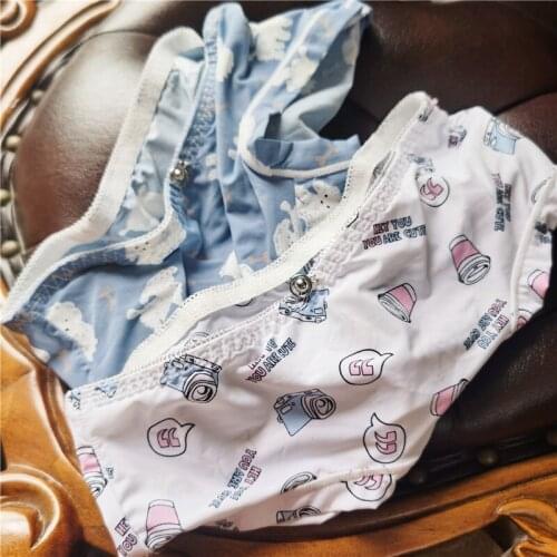 Ice Silk Print Panties For Girl Diamond Low Waist Cartoon Cute Womens Underwear Sweet Sexy Lingerie Cotton Seamless Breathable