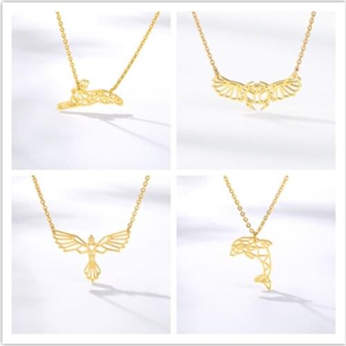 Jisensp Collier Femme Gouden Ketting Origami Ijsbeer Ketting Vrouwen Sieraden Geometrische Animal Bee Ketting Hangers Collares