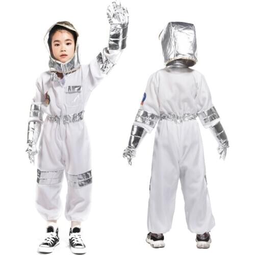 1Set Kids Astronaut Jumpsuit with Hat Glove Children Role Play Costumes Festival Party Cosplay Outfit