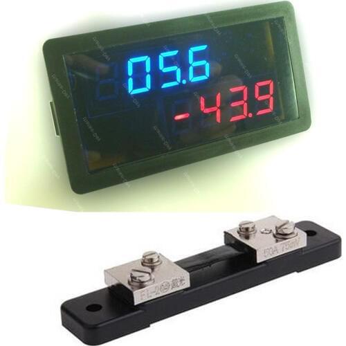 DYKB DC Combo Meter 20V Voltmeter +/- 50A Ammeter Bidirectional Current METER Charge Discharge Battery Monitor WITH shunt