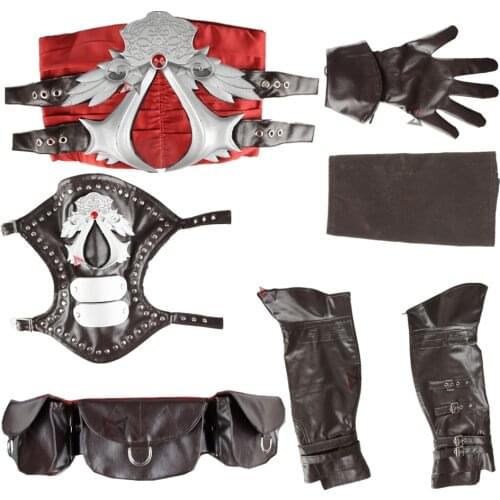 Creed Ezio Cosplay Costume Assasin Connor Sweater Pants Coat Accessories Halloween Set For Man Women Kids Custom Made