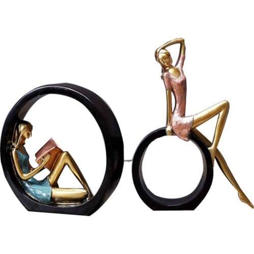 CREATIVE SIMPLE READING GIRL STATUE AFRICA ABSTRACT FIGURE ART SCULPTURE RESIN CRAFTS HOME OFFICE DECORATION WEDDING GIFT R2681