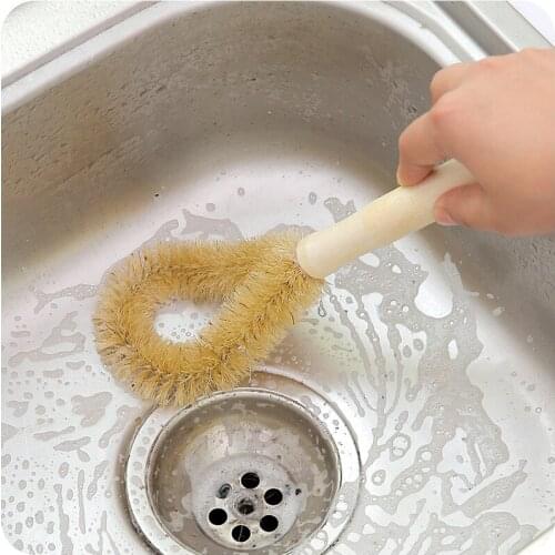 Kitchen long handle non-stick oil wash pot wooden handle pot brush household cleaning decontamination brush A902