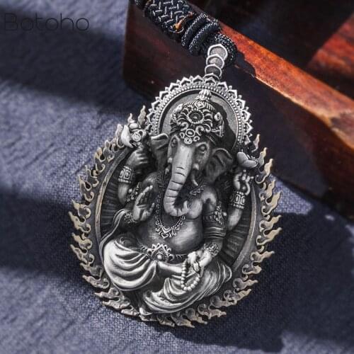 100% S999 solid Sterling Silver Mens Women Lord Hindu Ganesh Elephant India Yoga pendant Handmade high details No chain