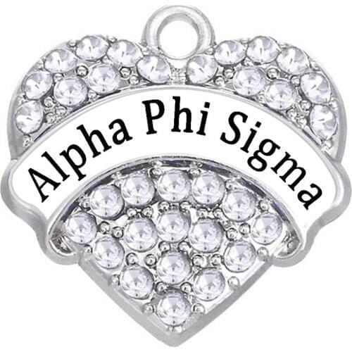 Fashion University Fraternities & Sororities Souvenir Jewellery Accessories Greek Alphabet Alpha phi sigma Label Heart Pendant