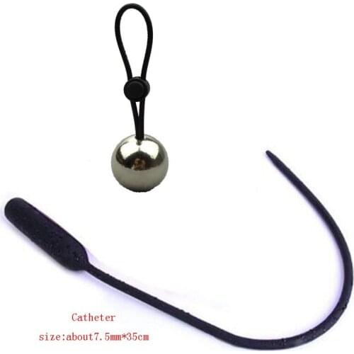 Male Urethral Catheter&Penis Gravity Ball Exerciser Bullet Vibrator Catheter Gravity Ball Chastity Device Condom Male Delay Time