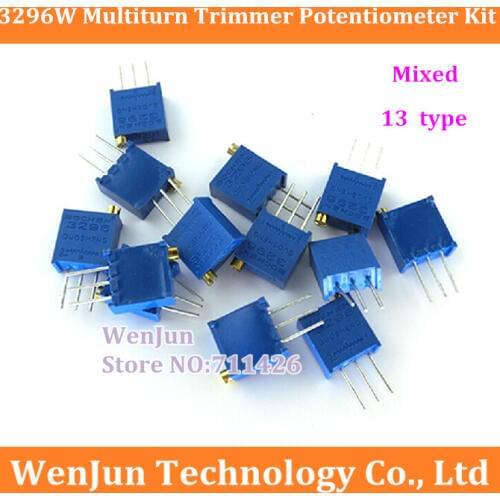 50set/lot Free Shipping 3296W Multiturn Trimmer Potentiometer Kit High Precision 3296 Variable Resistor Mixed 13 type