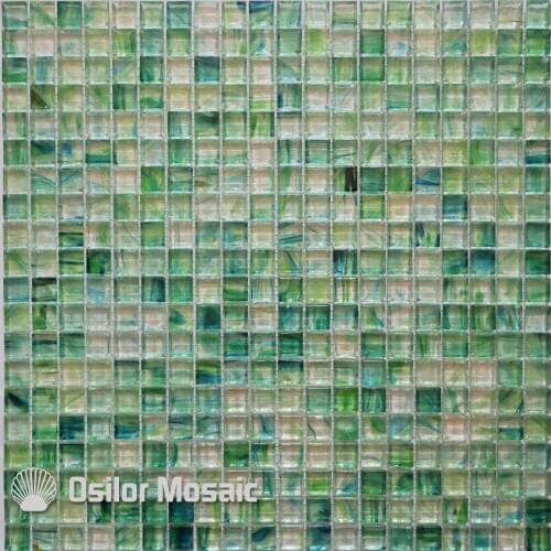 Free shipping green glass crystal mosaic tile for bathroom or living room wall tile