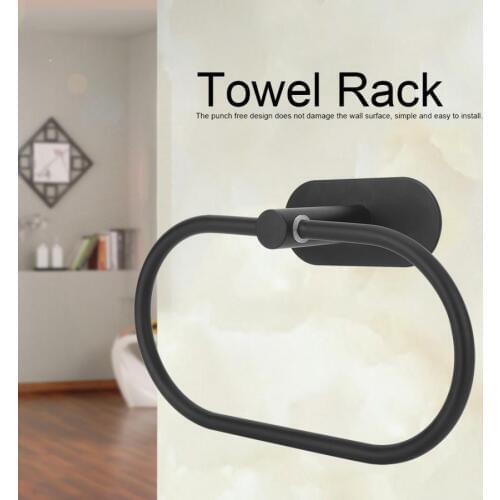 Bathroom Towel Bar 304 Stainless Steel Wall Mounted Towel Robe Rack Storage Holder Shelf Black Bathroom Accessories