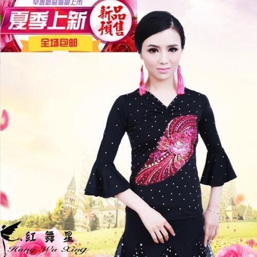 The new spring and summer coat square dance costume long sleeved adult female modern Latin dance acrobatics Costume