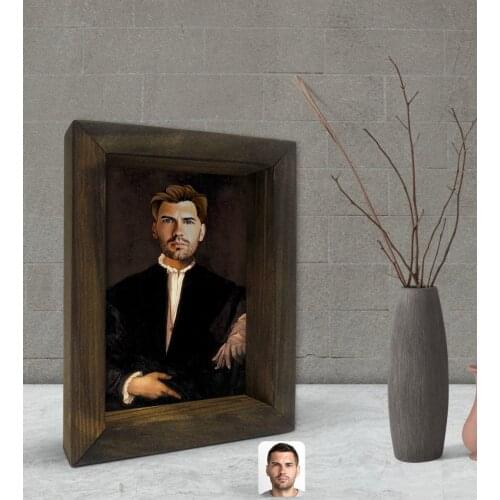 Personalized Custom Renaissance Caricature Of Decorative Natural Solid Wood frame 15x20cm-3