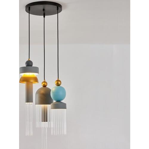 Postmodern LED Living Room Pendant Lights Hanging Simple Hotel Bedside Restaurant Lamp Designer Glass Pendant Light Fixtures