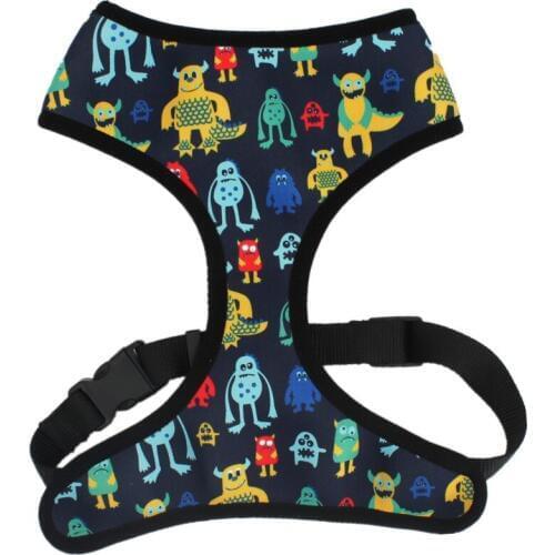 Dog Harness for Chihuahua Pug Small Medium Dogs Nylon Mesh Puppy Cat Harnesses Vest Cut Fanny Monster Pattern Harness