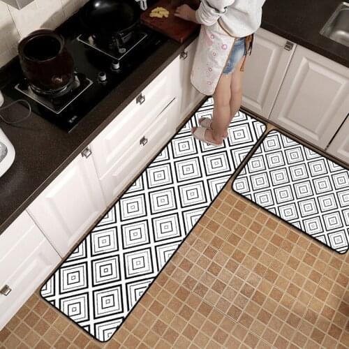 Selling Modern Minimalist Style Living Room Decor Carpet Black White Geometric Diamond Pattern Kitchen Floor Mat Rug For Bedroom