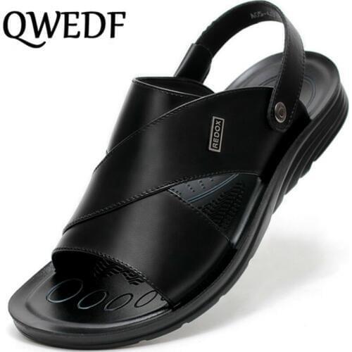 Sandals Men shoes Gladiator Mens Sandals Roman Men Shoes Summer Flip Flops Black Flat Sandals Wear both Casual fashion D6-78