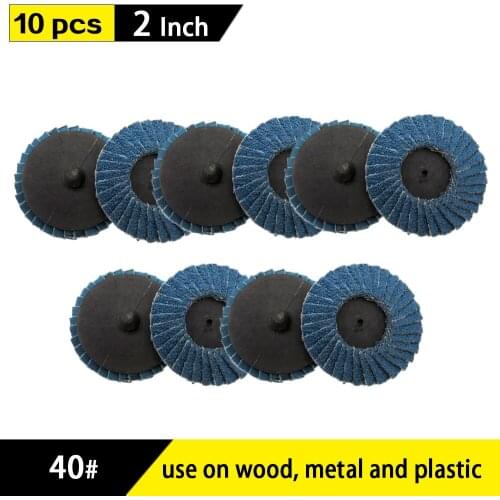 10pcs Flap Disc 2" 50mm Sanding Disk for Roloc Roll Lock 40/60/80 Grit Abrasive Tools Fits Polishing Metal Iron Rust Removal