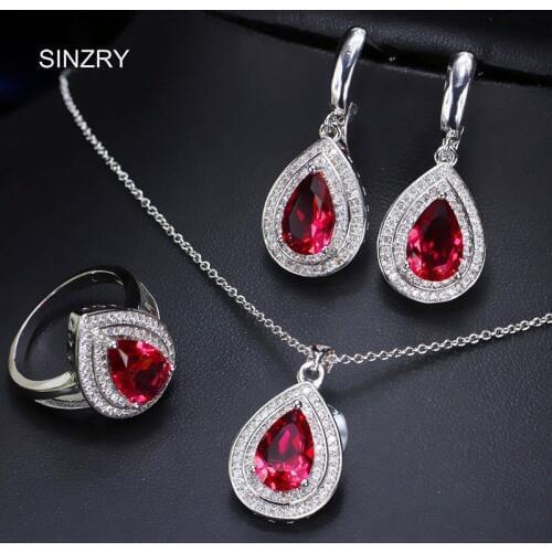 SINZRY NEW Fashionable AAA Grade Cubic zirconia stone CZ Vintage waterdrop stud earring pendant necklace ring jewelry sets