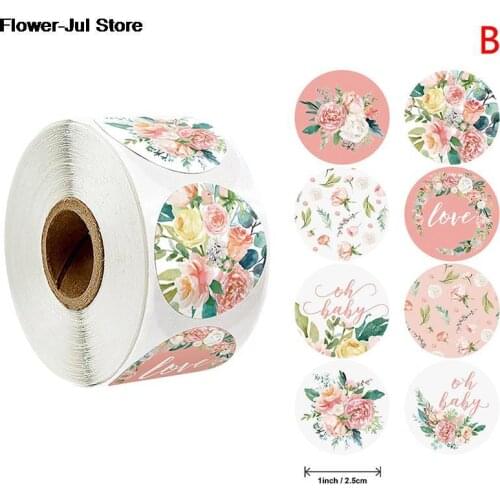 Stationery Sticker 500pcs/roll Floral Thank You Sealing Posted Packaging Label Adhesive Seal Sticker Gift Stickers Cartoon Decor