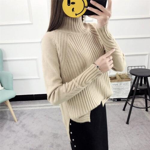 Sweater Pullover Turtleneck 2021 Solid Color Casual Loose Long Sleeve Thick Autumn Winter Clothes Vestidos LXJ913