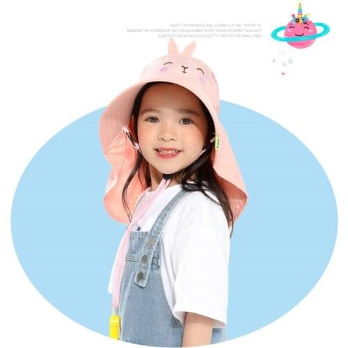 Outdoor Cute Casual Sun Hats Children Sun Hat Kids Bucket Cap Summer Neck Protection Beach Girls UPF 50+ Wide Brim Travel