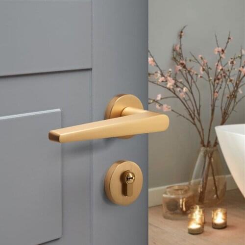 Modern Zinc Alloy Door Lock Bedroom Bathroom Mute Door Handle Lock Mechanical Anti-theft Lock Core Furniture Hardware Supplies