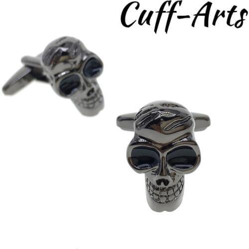 Cuff links for Mens Black Skull Cufflinks High Quality Mens Cufflinks Gifts for Men Shirt Cuff links by Cuffarts C10195