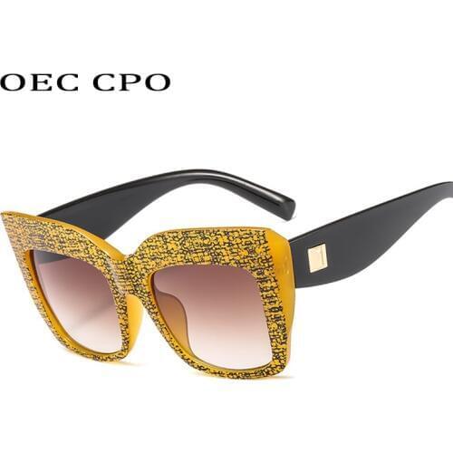 OEC CPO Vintage Square Sunglasses Women Men Big Frame Fashion Gradient Shades Sun Glasses Female Luxury Oculos UV400 O34