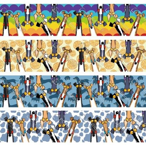 1-1/2" Cute Greyhound Printed Custom Dog Design Cartoon for DIY Crafts Hair Bow Collar Lanyard/Satin /3" Grosgrain Ribbon CA330