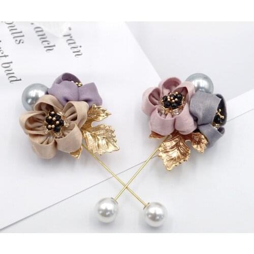 Fashion Flower Broochess Art Pearl Cloth Fabric Pin Cardigan Shirt 1PC Shawl Scarf Jewelry Accessories Brooch Lady Women Wedding