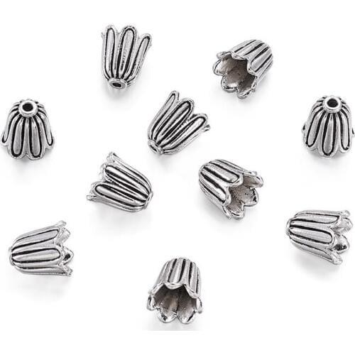 20pc 10x10mm Tibetan Style Flower Bead Caps End Cap For Earring Bracelet Making DIY Jewelry Findings Accessories