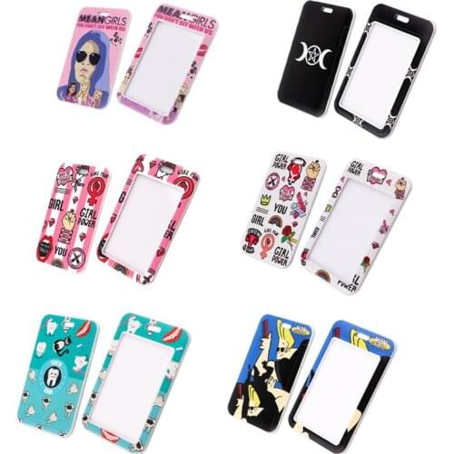 20pcs/lot BH1385 Blinghero Cartoon Girl ID Card Holder Protect teeth Credit Card Holder Neck Strap Card ID Holder Identity Badge