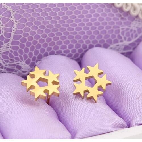 2020 Fashion Women Stainless Steel Gold Star Stud Earrings Cute Sweet Mini Girl Stud Earrings Simple Jewelry Christmas Gift