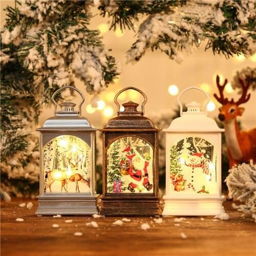2021 Retro Oil lamps Christmas Ornaments Hanging Pendant LED Light Santa Claus Decorations For Home Tree Decor Kids Gift Crafts